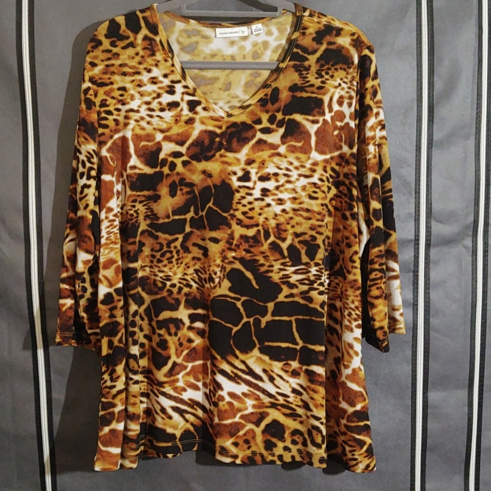 Animal print v-neck  blouse